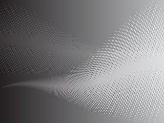 Silver halftone waves on gray backround