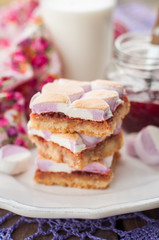 Marshmallow Jam Slices with a Glass of Milk