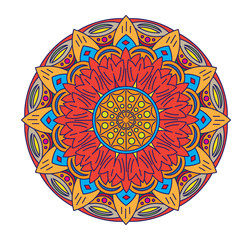 Ornamental colorful round lace pattern design mandala.