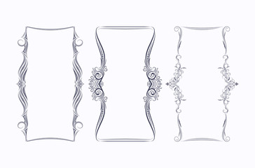 Set of 3 unusual vertical decorative frames.