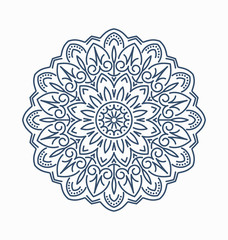 Abstract vector round lace design in mono line style - mandala,