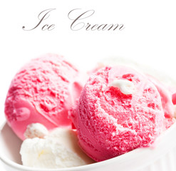 Ice Cream Macro. Beautiful Ice-Cream Balls close up.