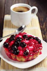 Cake with berries and coffee