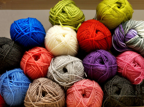 multi-colored tangles of yarn