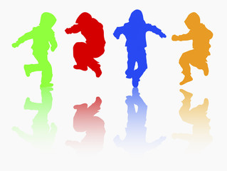 happy boys silhouettes group