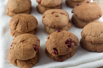 Shortbread cookies with peanut on white cloth