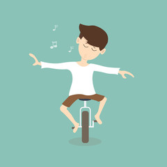 man is feeling freedom on unicycle - comfortable concept © kittitee550