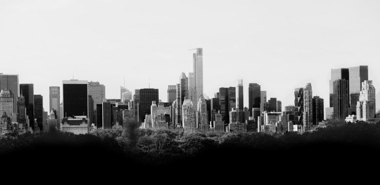 Fototapeta Panorama of New York skyline in black and white