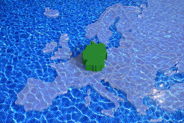 Mappa Europa 3D con onde e Germania