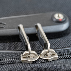 Lock with numbers on suitcase zipper