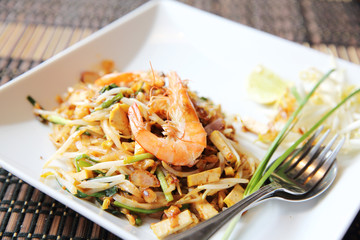 Thai food padthai fried noodle with shrimp
