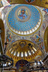 Fototapeta na wymiar The painting on the dome of the Naval Cathedral of St Nicholas