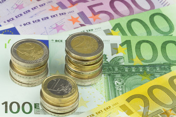 Eurom&uuml;nzen auf Banknoten