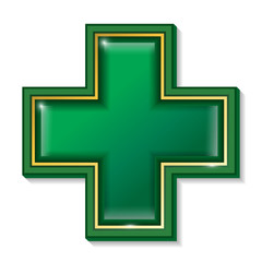 Health services sign, symbol, cross.