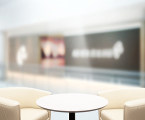 Table Top And Blur Office Background