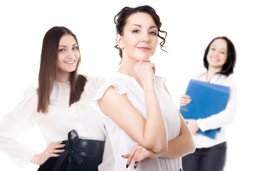 Young office women on white background