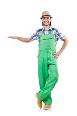 Male gardener isolated on white