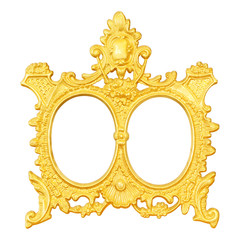 Gold vintage frame isolated on white background