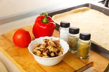 Ingredients for making pizza