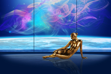 Naklejka premium Gold lady