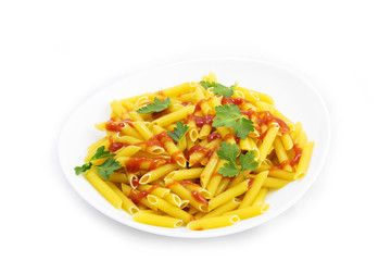 Pasta on plate.