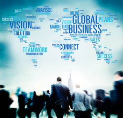 Global Business Connect Vision Solution Teamwork Success Concept