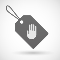 Shopping label icon with a hand