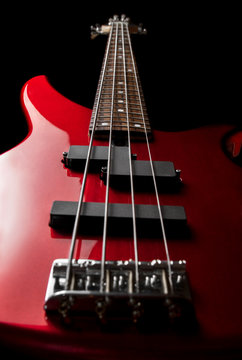 Bass guitar close-up. Photo in low key