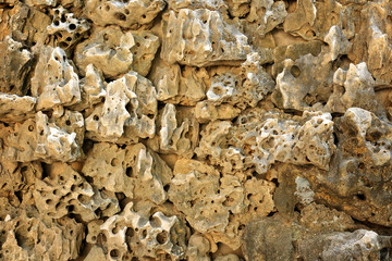 wall porous rock for background