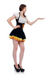 Girl in bavarian costume isolated on white