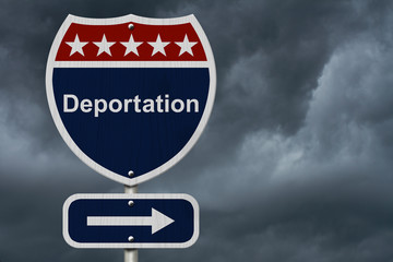 Deportation this way sign