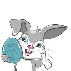 Naklejka premium Cute Easter bunny with Easter egg. Isolated.