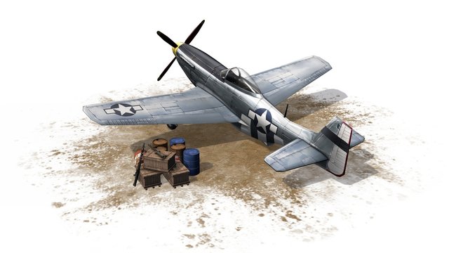 Fighter Airplane P-51 - isolated on white background