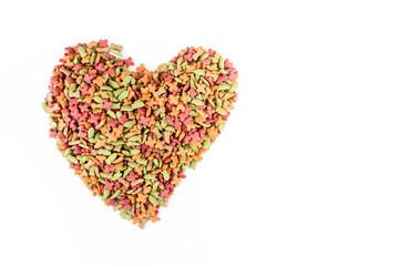 Pet food in heart shape