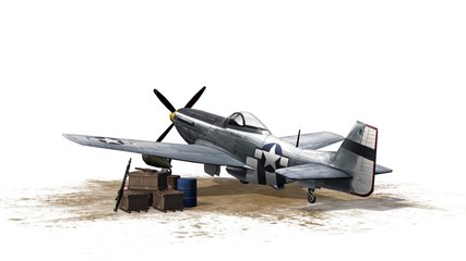 Fototapeta na wymiar Fighter Airplane P-51 - isolated on white background