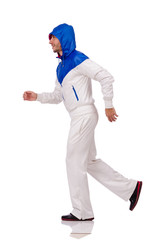 A man in white sportswear isolated on white
