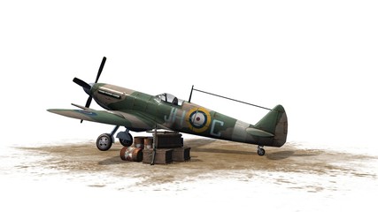 Spitfire Airplane - isolated on white background
 - obrazy, fototapety, plakaty