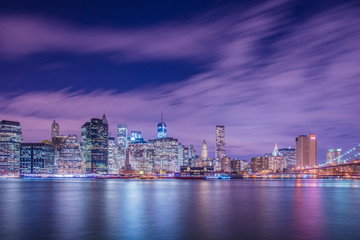 Fototapeta na wymiar Night panorama of Manhattan in New York, USA