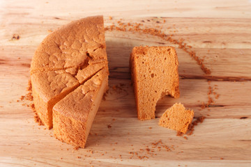 fresh baked cake on wood table