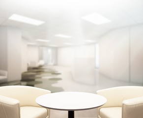 Table Top And Blur Office Background