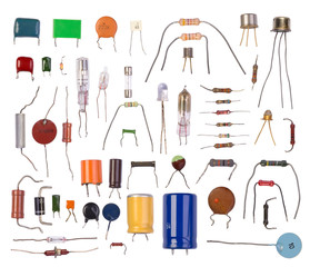 Electronic components isolated on white background