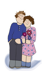 Pareja cogida del brazo.