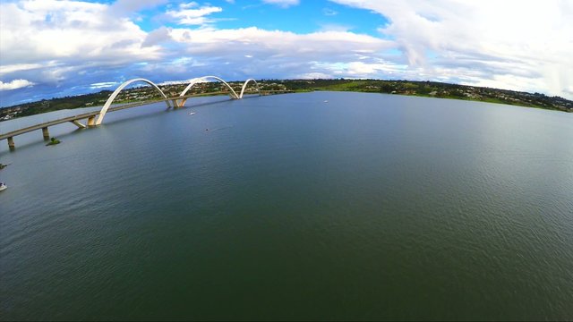 Aerial View of Juscelino Kubitschek Bridge in Brasilia, Brazil