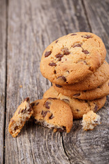 Tasty cookies on a wooden table.