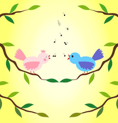Two birds singing a song