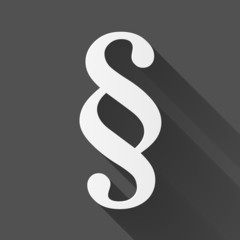 Law icon with a long shadow on dark gray background