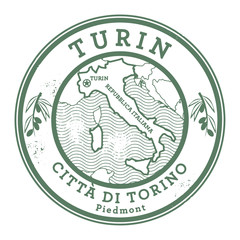 Grunge rubber stamp with words Turin, Italy inside