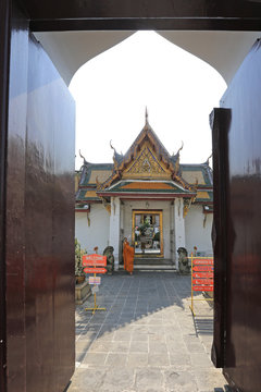 BANGKOK, THAILAND - December 15, 2014: tour of Wat Suthat Thepwa