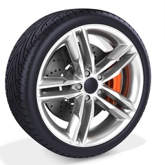 Obraz na płótnie Canvas 3d detailed car wheel with rim