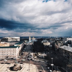 Panoramic view of Sofiyivska Square in Kiev